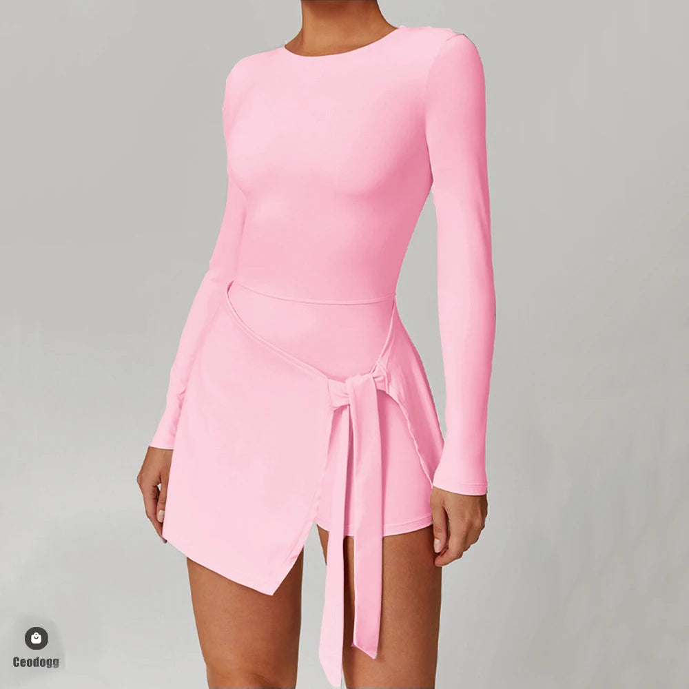 Tennis Dress for Women with Built in Shorts Athletic Dresses Sleeveless Boat Neck Active Workout Skort Dress