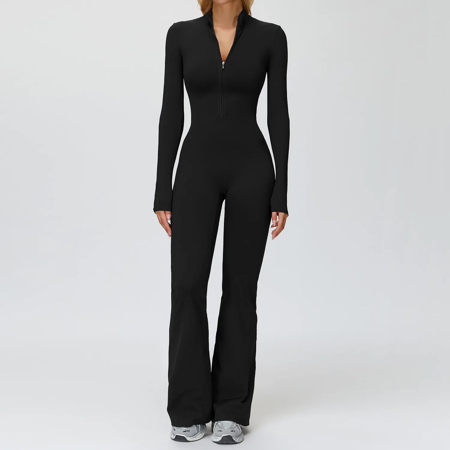 Yoga Suit Gym Set Tracksuit Zipper Long Sleeved Sports Jumpsuit Push Up Workout Clothes