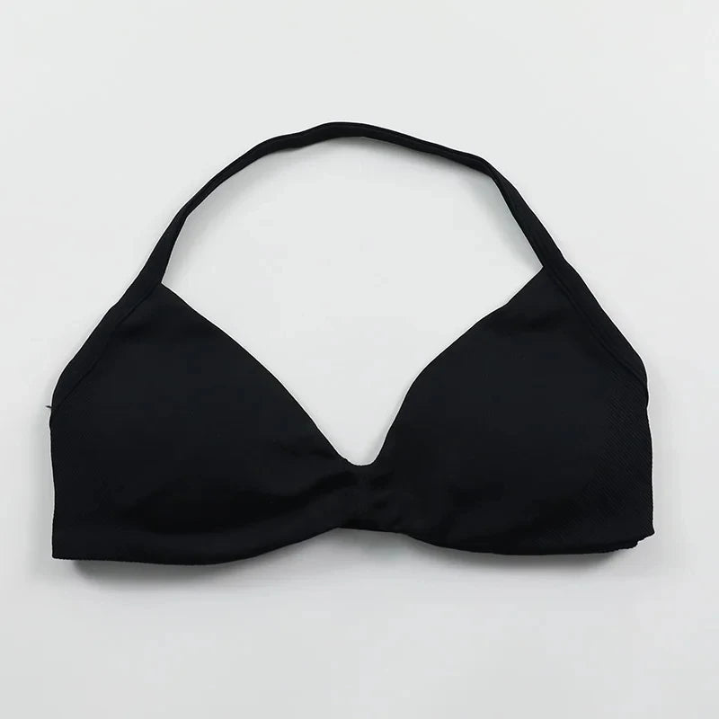 Strappy Bra Gym Top Women High Support Thin Strap Push up Bra