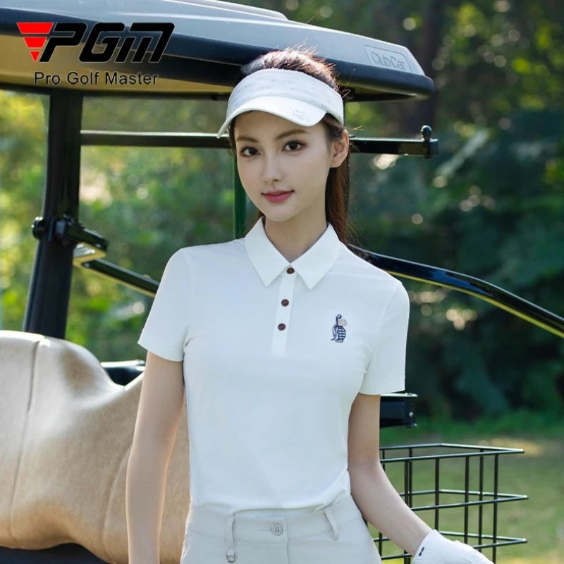 PGM Women's Golf Short Sleeved T-shirt Breathable Polo Top Sportswear