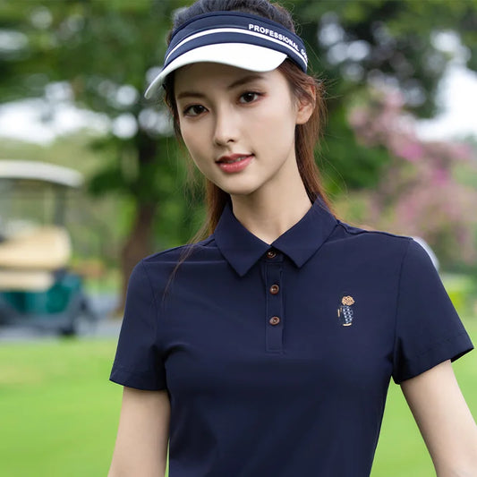 PGM Women's Golf Short Sleeved T-shirt Breathable Polo Top Sportswear