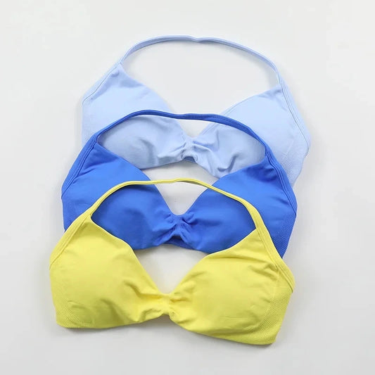 Strappy Bra Gym Top Women High Support Thin Strap Push up Bra