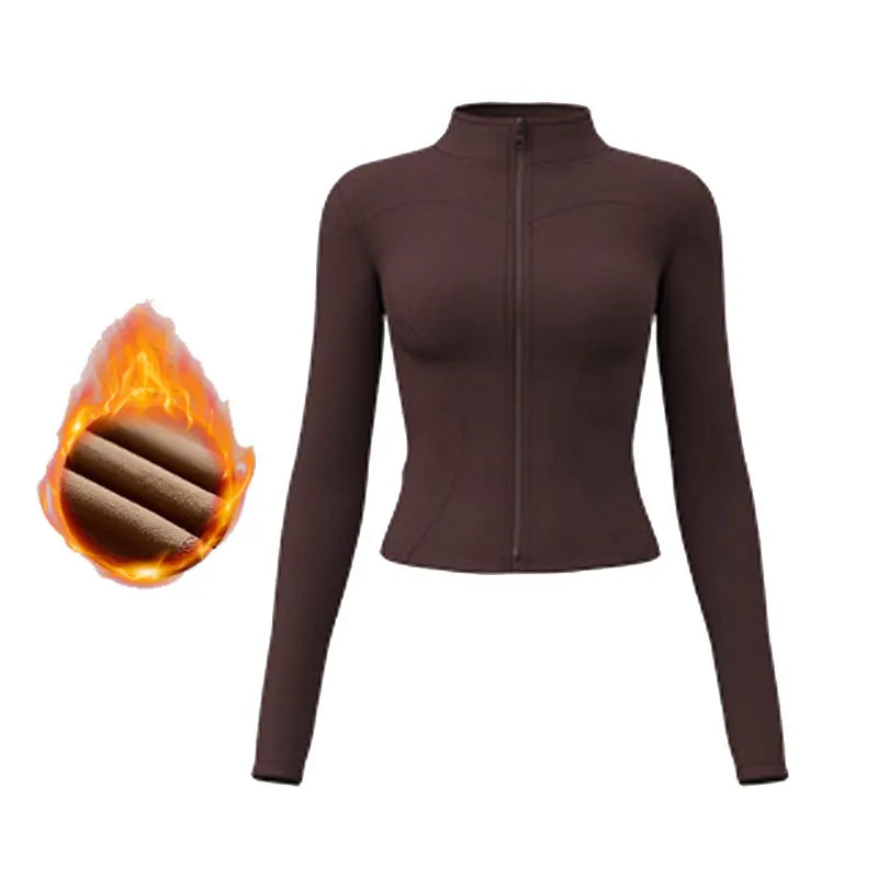 Outdoor Sports Long Sleeved Women Slim Quick Dry Zipper Cardigan Stand Up Collar Jacket