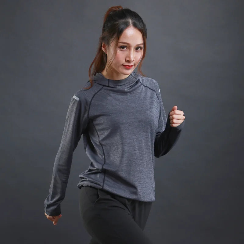 Women's Jacket Hoodies Long Sleeve T-shirts Quick Dry Breathable Sports T Shirt