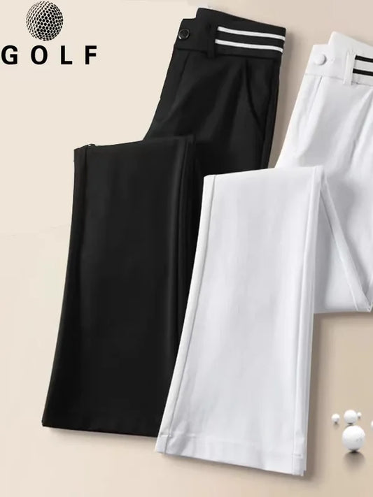 Golf Pants Bell Bot High Waist Slim Fit Elastic Micro Flared Versatile Slimming Suit Pants