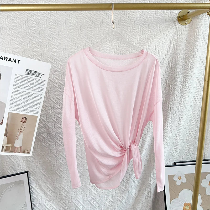 Women's Fitness Sports T-shirt Loose Long Sleeve Breathable Comfort Side-Opening