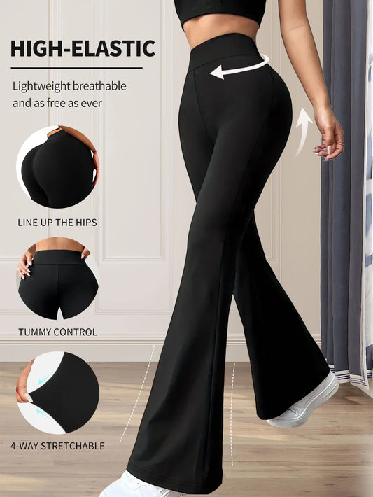 high waisted tight fitting flared pants, slim leg, thin wide leg pants for slim women