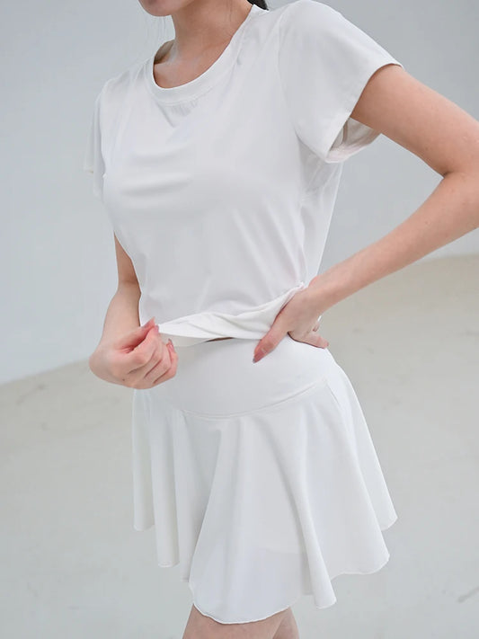 style tennis sports set gym top short sleeve running quick-drying short skirt