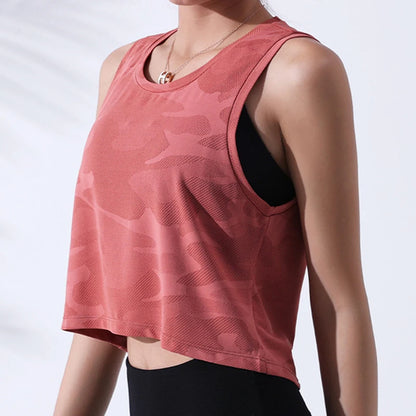Fitness Crop Top Sleeveless Mesh Yoga Shirts Breathable Workout Gym Tank Tops Female Sportswear