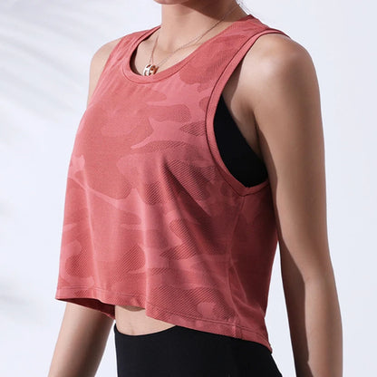 Fitness Crop Top Sleeveless Mesh Yoga Shirts Breathable Workout Gym Tank Tops Female Sportswear
