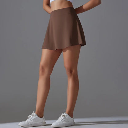 Women Tennis Skirt Ruffled Skirt With Shorts Golf Wear High Waist Breathable Yoga Skort