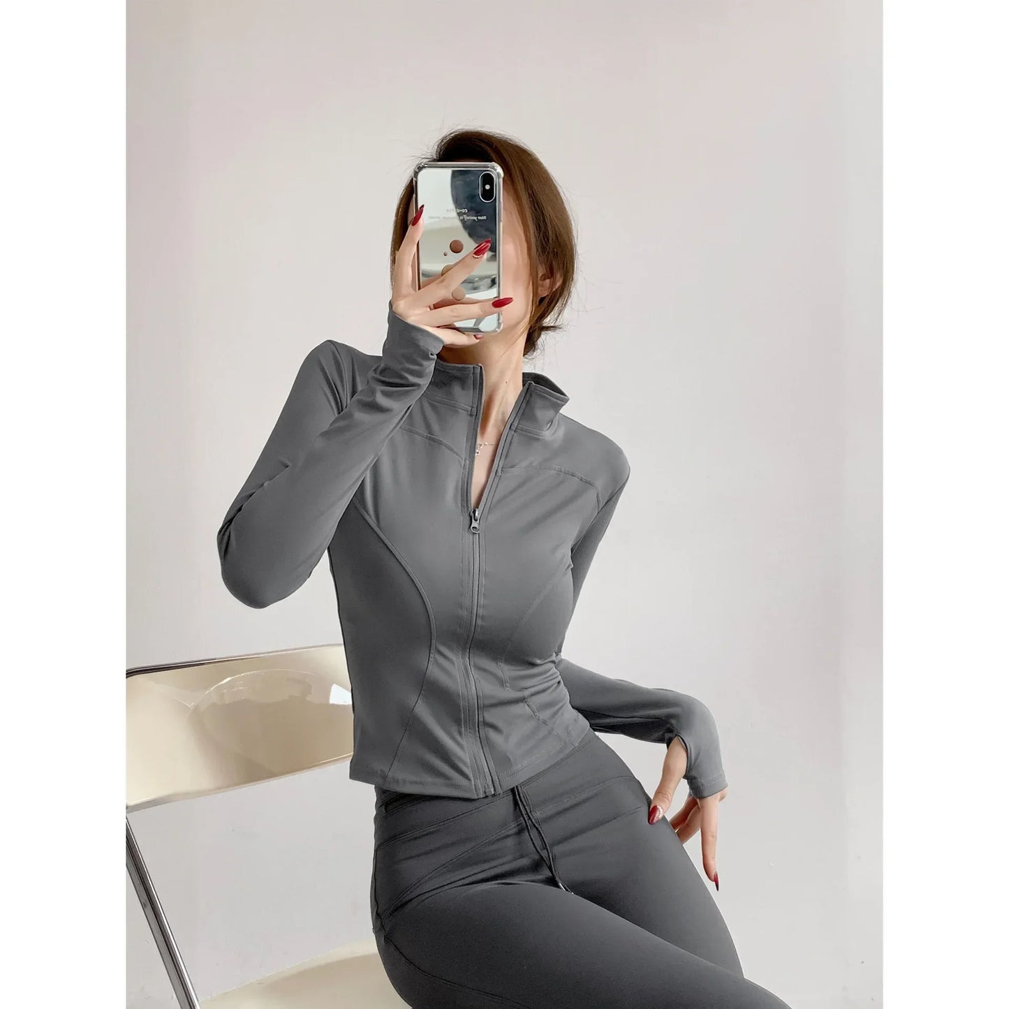 Quick Drying Sports Tight Top Yoga Jacket Long Sleeve S-3XL