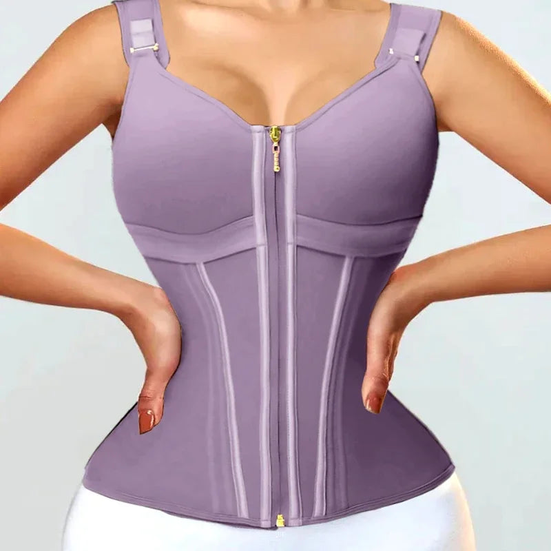 Purple Vest High Compression Waist Trainer with Zipper Slimming Tummy Control Shapewear
