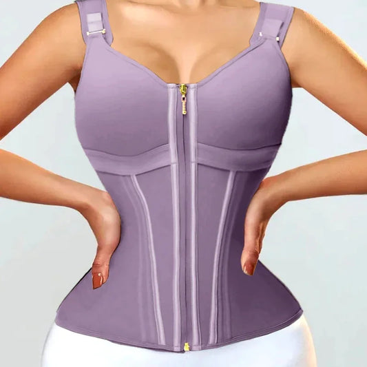 Purple Vest High Compression Waist Trainer with Zipper Slimming Tummy Control Shapewear