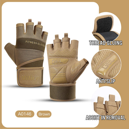 Half Finger Gym Gloves Weightlifting  Anti-Slip Fitness Gloves with Wrist Support