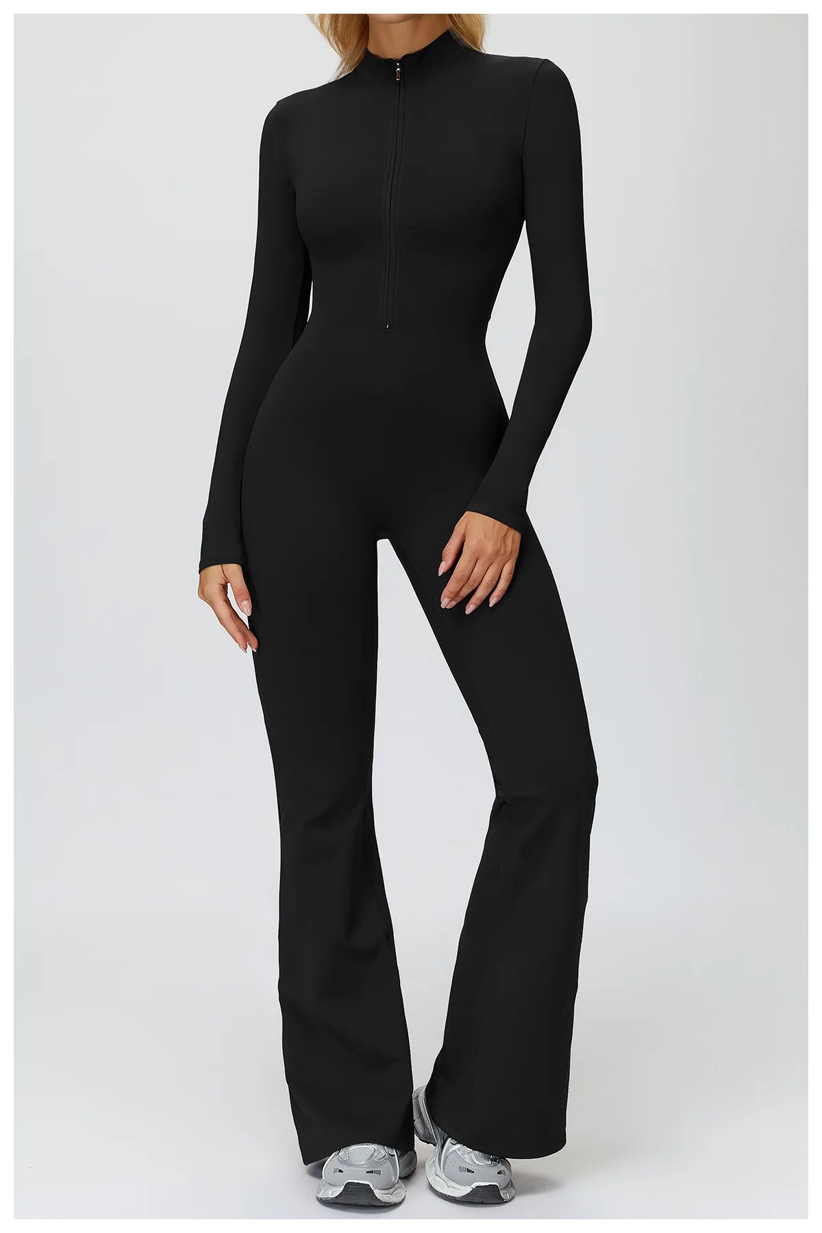 Yoga Suit Gym Set Tracksuit Zipper Long Sleeved Sports Jumpsuit Push Up Workout Clothes