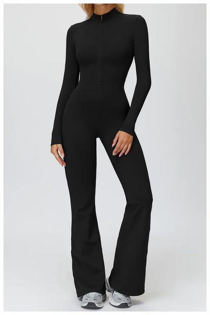 Yoga Suit Gym Set Tracksuit Zipper Long Sleeved Sports Jumpsuit Push Up Workout Clothes