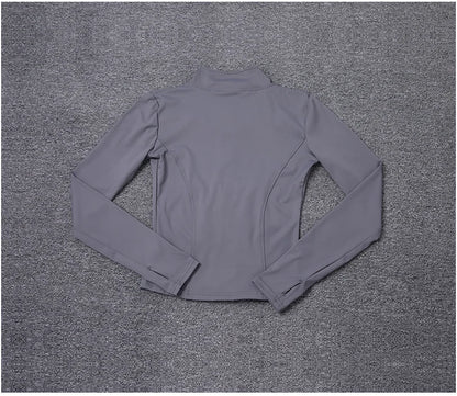 Women Sport Jacket Long Sleeve Shirt Workout Gym Training Clothing Yoga Sportswear