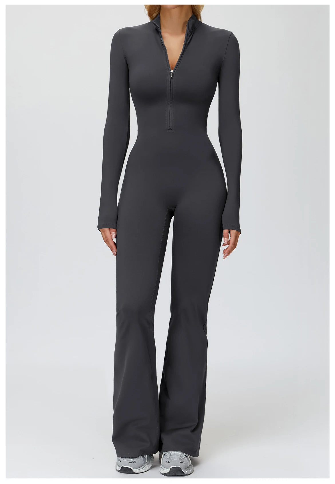 Yoga Suit Gym Set Tracksuit Zipper Long Sleeved Sports Jumpsuit Push Up Workout Clothes