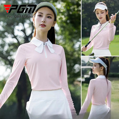 PGM Golf Women Long Sleeve T-shirt Breathable POLO Shirts Top Sportswear