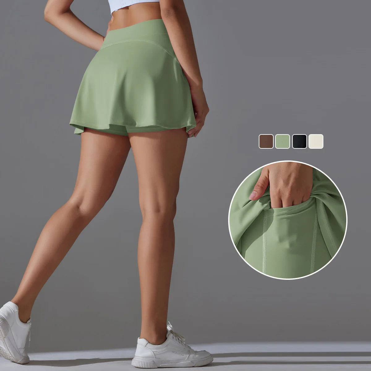 Women Tennis Skirt Ruffled Skirt With Shorts Golf Wear High Waist Breathable Yoga Skort