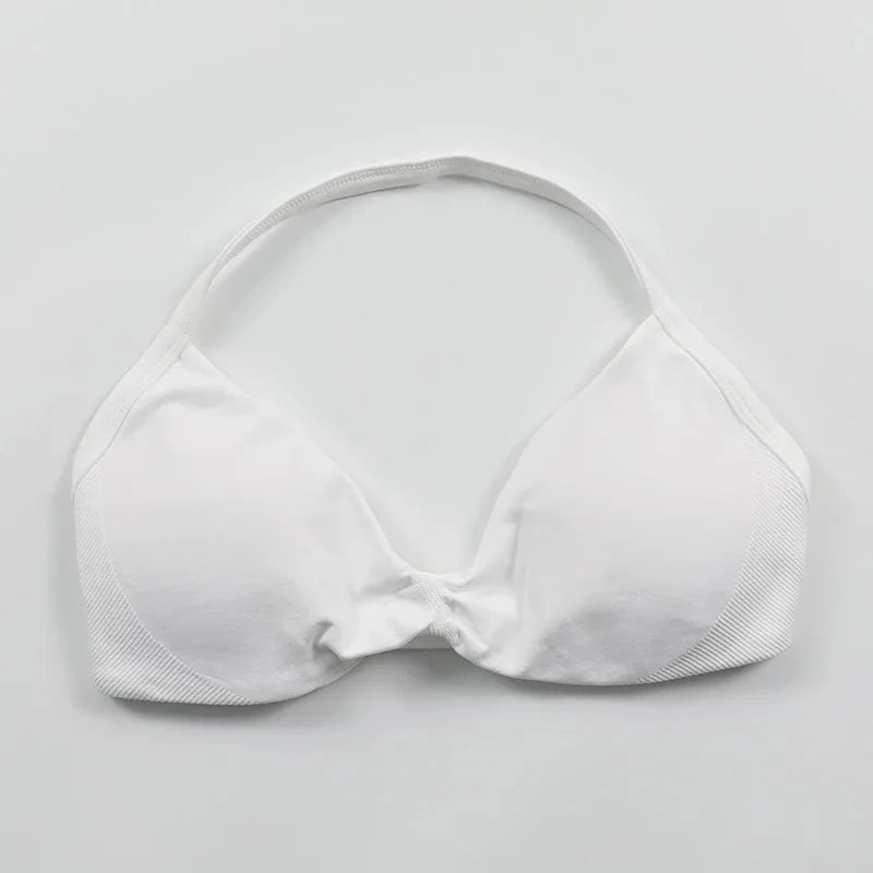 Strappy Bra Gym Top Women High Support Thin Strap Push up Bra