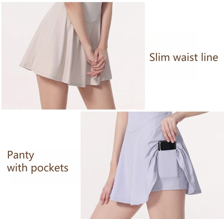 Tennis Dress One-Pieces Slim Fit Soft Athletic Dress with Chest Pads Workout Dress Golf Clothes