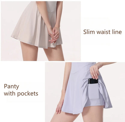 Tennis Dress One-Pieces Slim Fit Soft Athletic Dress with Chest Pads Workout Dress Golf Clothes