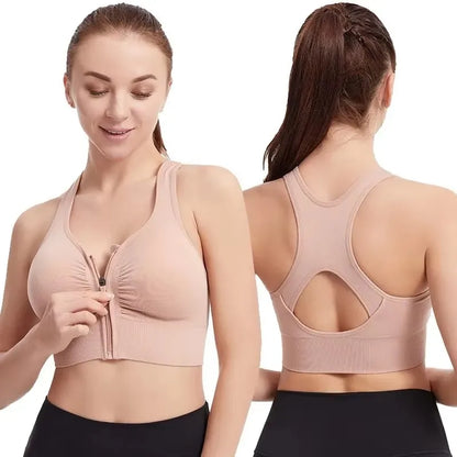 Women's sports bra front zipper design sports vest fashionable bra yoga