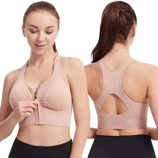 Women's sports bra front zipper design sports vest fashionable bra yoga