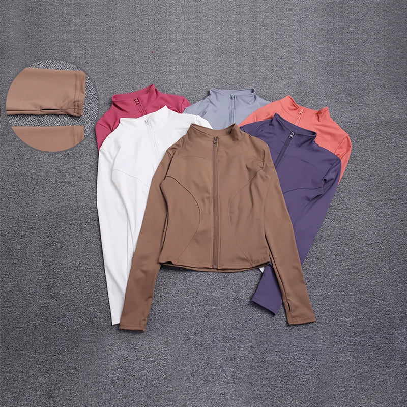 Women Sport Jacket Long Sleeve Shirt Workout Gym Training Clothing Yoga Sportswear