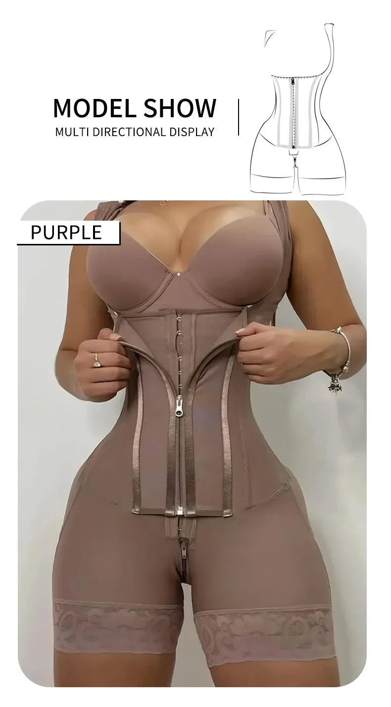 Body Shaper Women Shapewear Bodysuit 9-bone High Compression Girdles Double Tummy Control Full Body Open Crotch