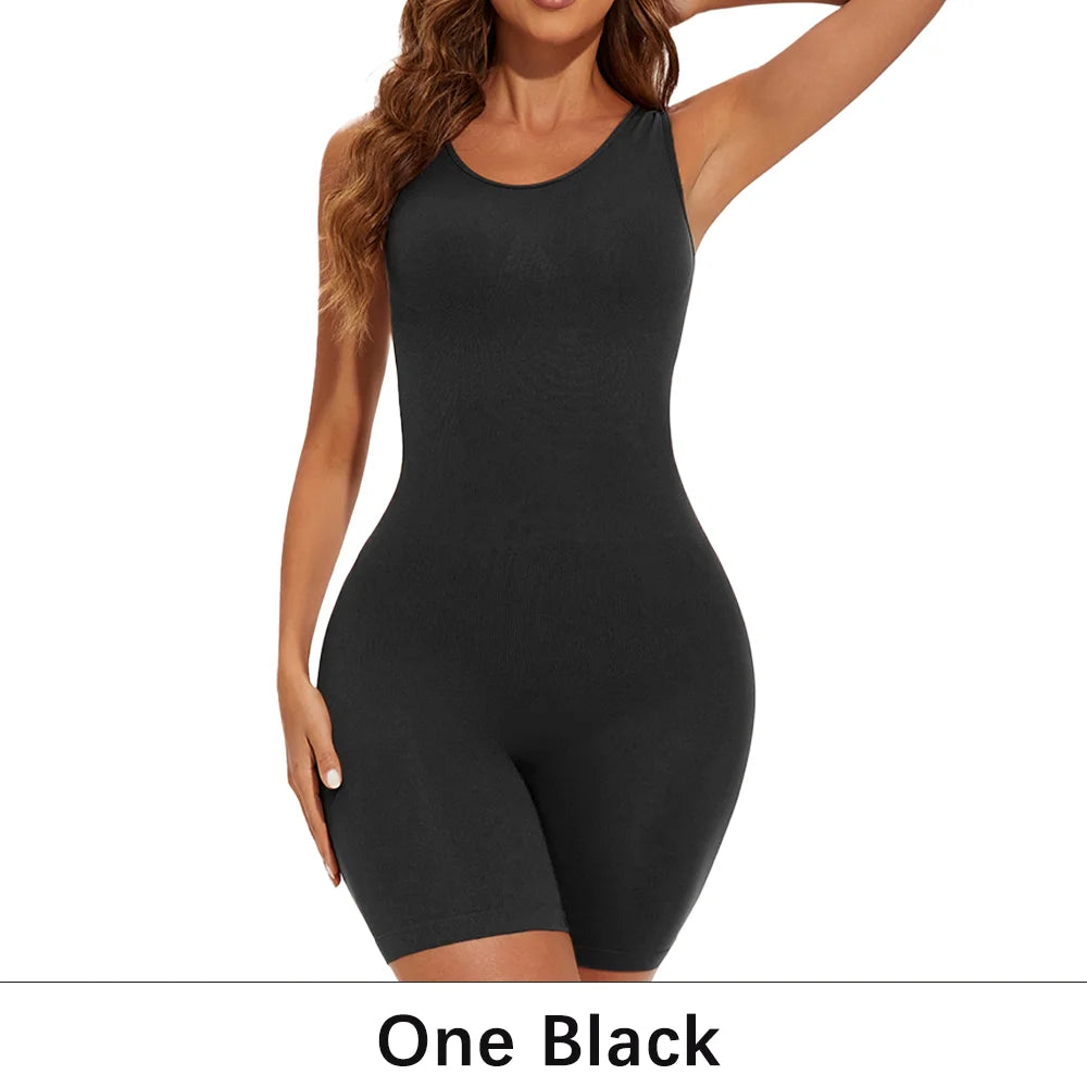 Sexy Bodysuits Full Coverage Shapewear Thigh Slim Body Suit Wide Shoulder Body Shaper Jumpsuit Seamless