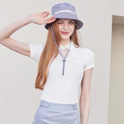 Short Sleeve Tops Golf T-shirts Quick-dry Breathable Shirts Lace Up Pleated Golf Skirt