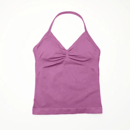 Longline Strappy Top Sports Fitness Tank Top Gym Beautiful Open Back Bra Halter