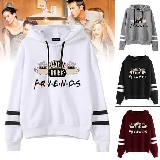 Women Friends TV Show Hooded Sweatshirt Cute Coffee Printing Autumn Winter Casual Pullover Hoodies