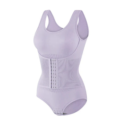 Bodysuit Shapewear with Zipper Belt Women Tummy Control Body Shaper Waist Trainer Slimming Cincher Corset Tops