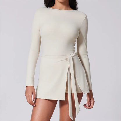 Tennis Dress for Women with Built in Shorts Athletic Dresses Sleeveless Boat Neck Active Workout Skort Dress