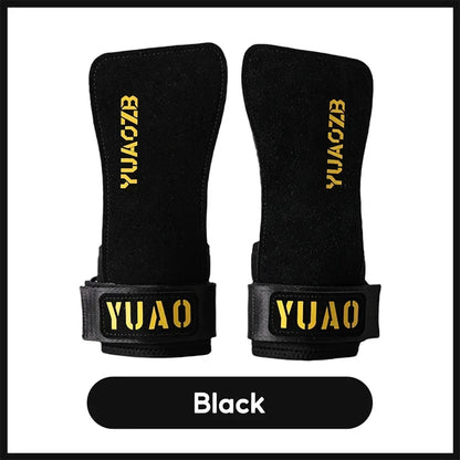 1Pair Cowhide Fitness Gloves Straps Grips Anti-Skid Weightlifting Gloves