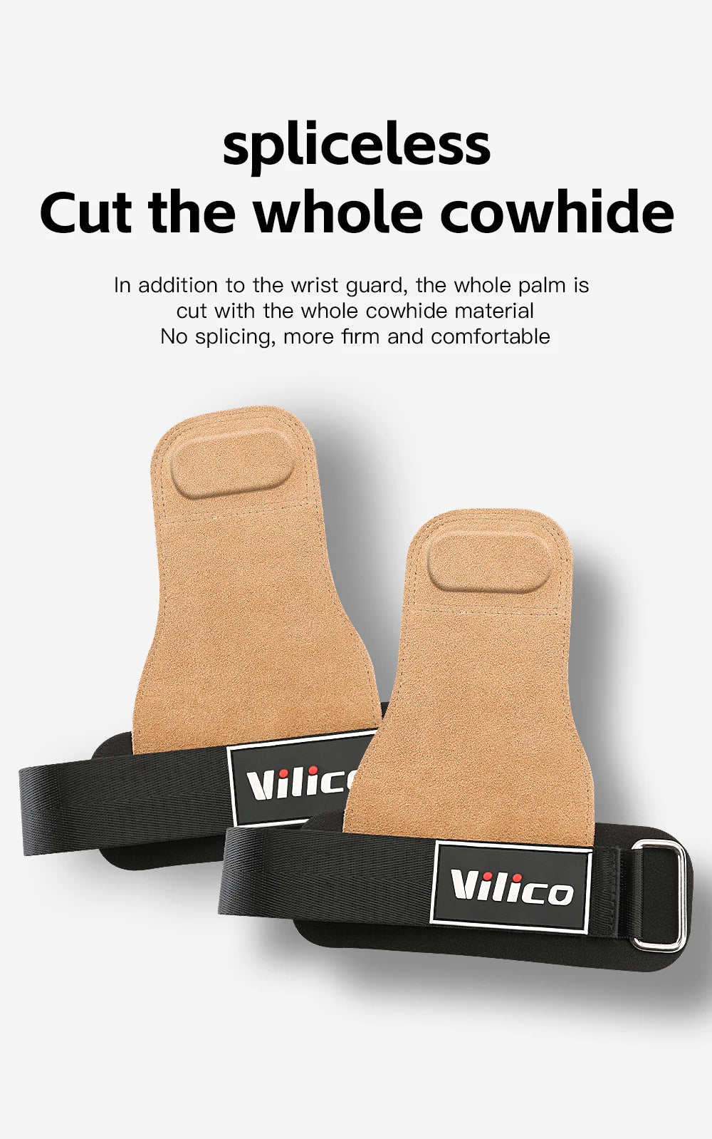 2 Piece Leather Weight Lifting Training Gloves Palm Protection Fitness Grips