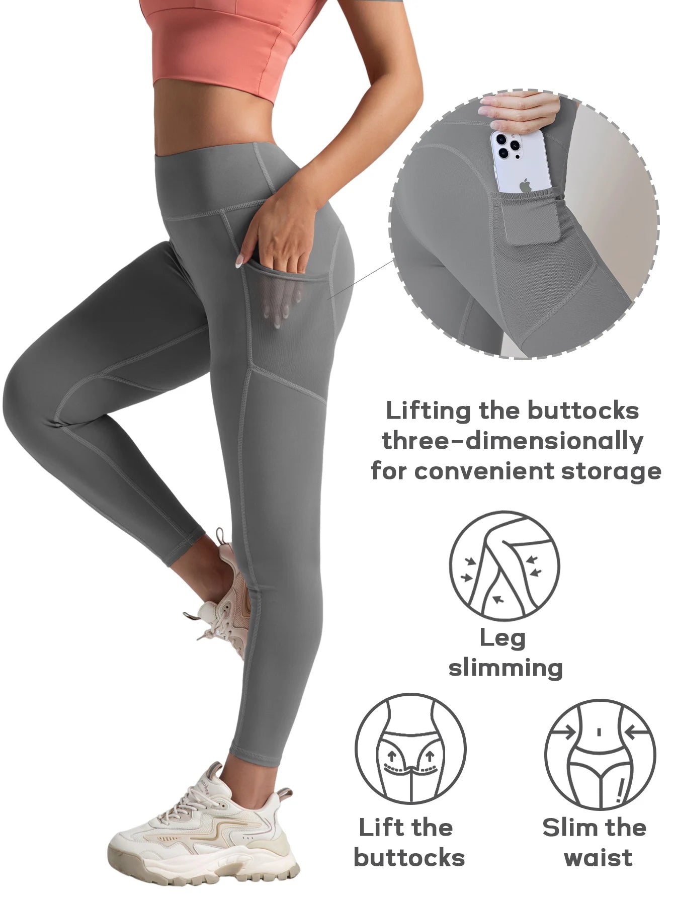 2 Pack High Waisted Sexy Butt Lifting Seamless Solid Color Yoga Leggings Elastic And Breathable Fitness Sports Pants