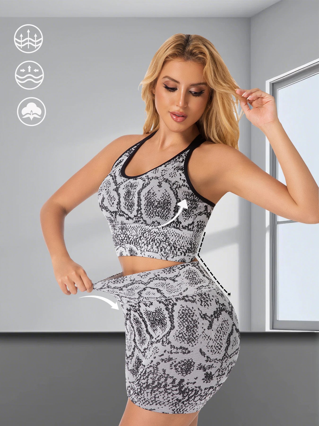 2pcs  Yoga Set Tank Top Sports Bra Stretch Fitness Leggings High-Waist Butt-Lifting Sports wear