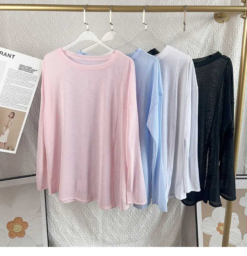 Women's Fitness Sports T-shirt Loose Long Sleeve Breathable Comfort Side-Opening
