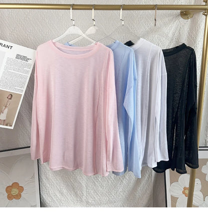 Women's Fitness Sports T-shirt Loose Long Sleeve Breathable Comfort Side-Opening