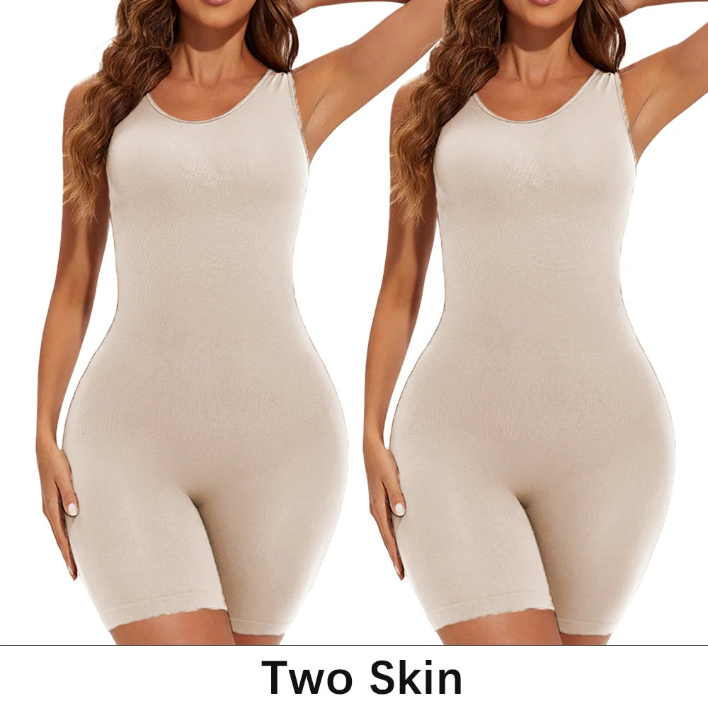 Sexy Bodysuits Full Coverage Shapewear Thigh Slim Body Suit Wide Shoulder Body Shaper Jumpsuit Seamless