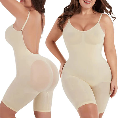 Women Seamless Low Back Bodysuit Shapewear Waist Trainer Body Shaper Open Crotch Slimming Underwear