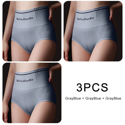 3PCS/set Briefs High Waist Underwear Women Butt Lift Sexy Comfortable Panties Tighten the Abdomen Underpanties Large Size Woman
