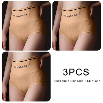 3PCS/set Briefs High Waist Underwear Women Butt Lift Sexy Comfortable Panties Tighten the Abdomen Underpanties Large Size Woman