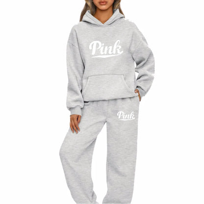 Women Hoodies Two Piece Sets High Quality Printing Hooded Sweatshirt Sweatpants Casual Suit Female Outwear and Trousers