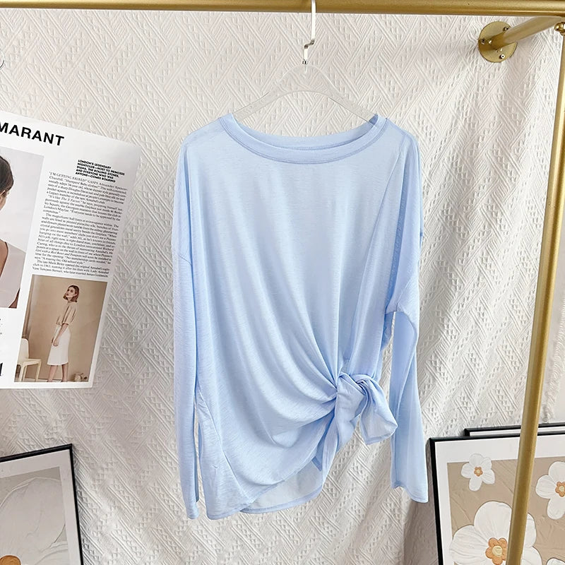Women's Fitness Sports T-shirt Loose Long Sleeve Breathable Comfort Side-Opening